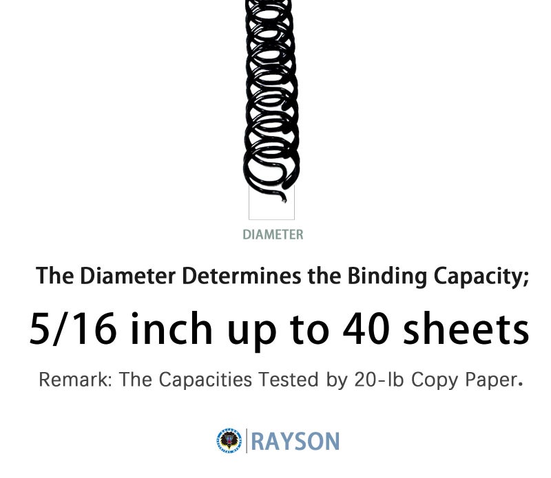 Rayson Double Loop Binding Wires 5/16 Inch - 3 to 1 Pitch Wire Binding Capacity 40 Sheets, 11 inch Length, 32-Loop Black Wire Ring Pack of 100 to Bind Reports and Projects - Image 2